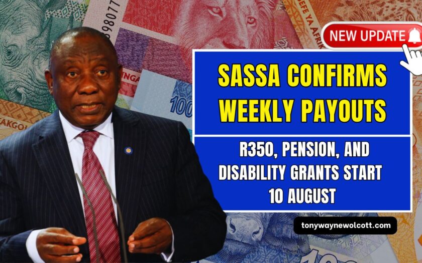 SASSA Confirms Weekly Payouts - R350, Pension, And Disability Grants Start 10 August